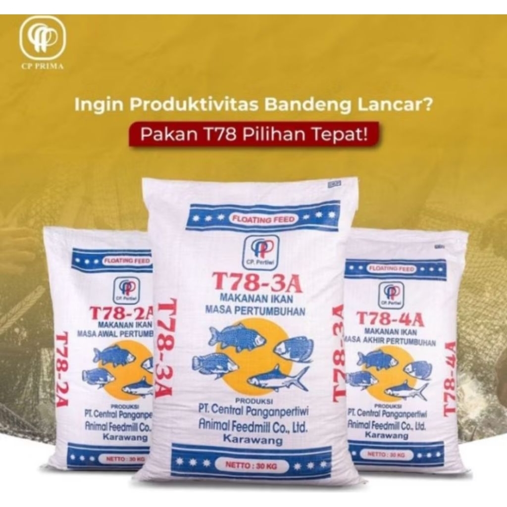 PAKAN PELET IKAN "TURBO T78-2A" Gurame,Nila,Mas,Bandeng 30KG