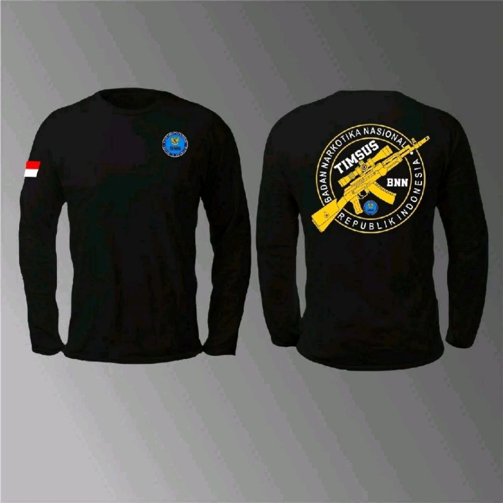 KAOS LENGAN PANJANG TIMSUS BNN MOTIF BULAT LARAS PANJANG KUNING DEPAN LOGO