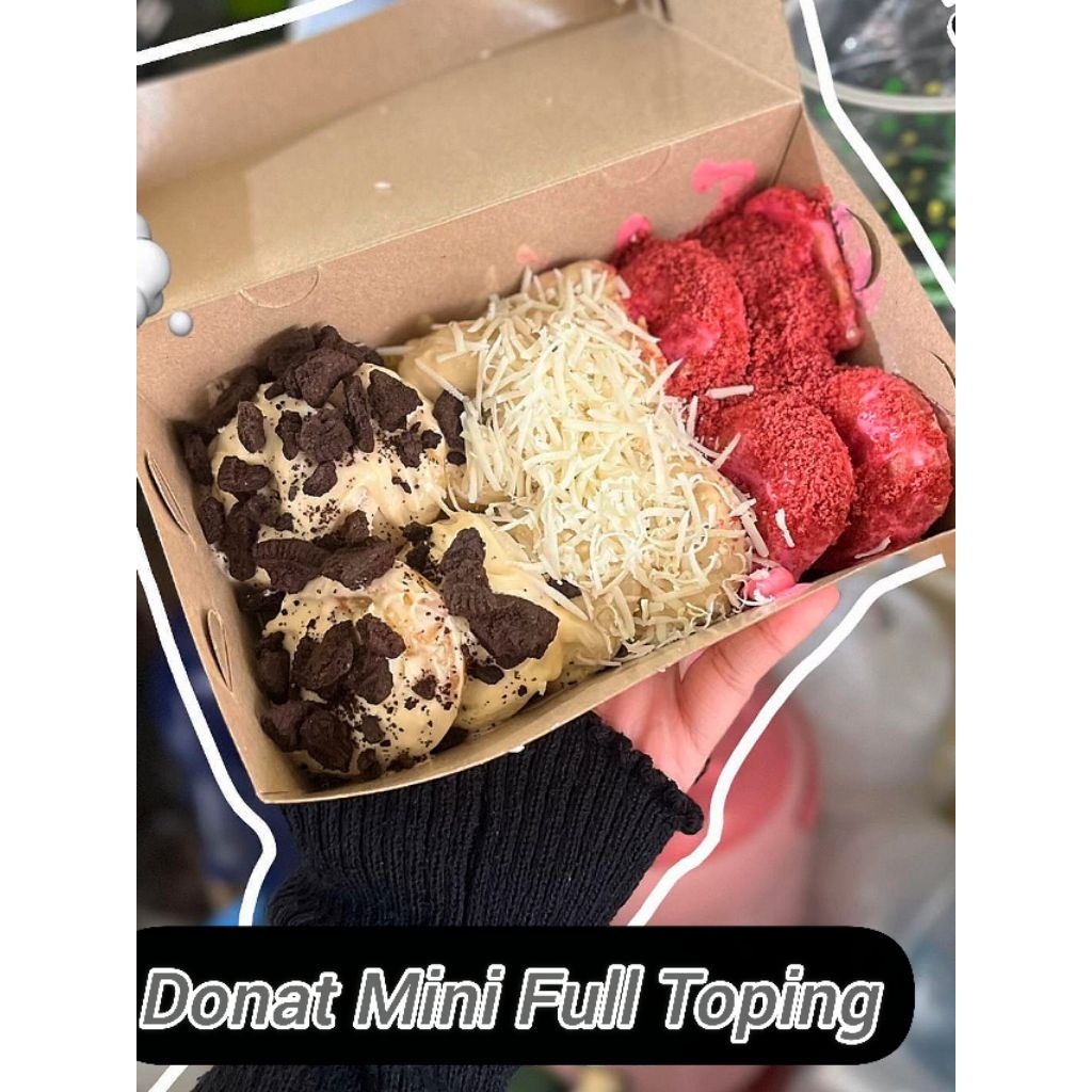 Donat Mini Full Toping / Perbox Isi 12 Pcs