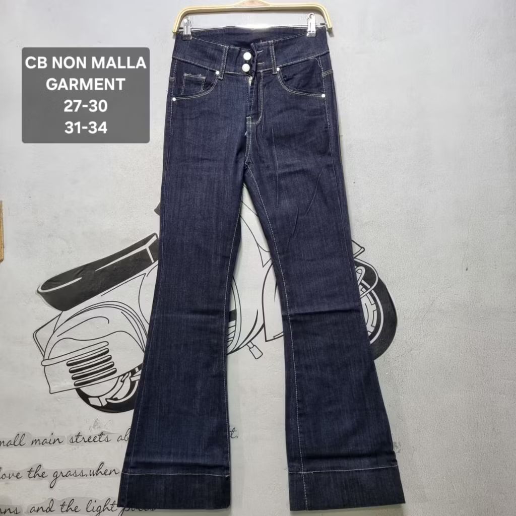Jeans cutbray wanita garmen lipat bawah nine one nine