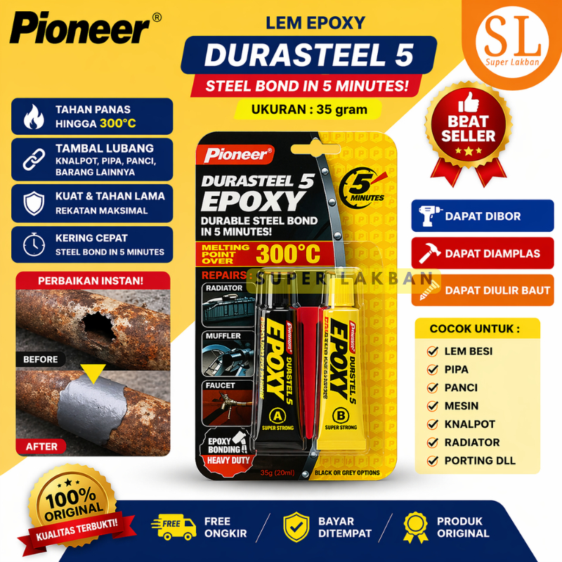 Lem Besi Tahan Panas 300C Durasteel Epoxy 5 Menit Lem Mesin Radiator