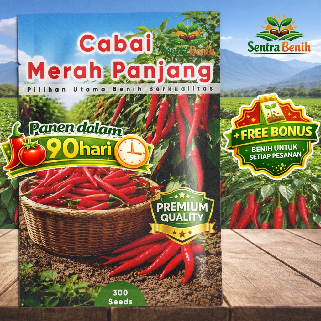 [FRESHPACK] Benih Cabe Merah Keriting Premium 300 Seeds - Bibit Cabai Merah Panjang Unggul Anti Hama