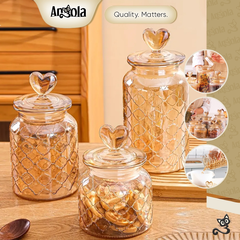 ANGOLA Toples Kue Toples Kaca L29-L31 Transparan Toples Kue Kering Camilan Lebaran Kedap udara