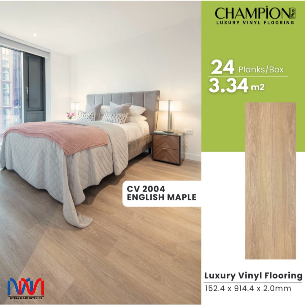 Champion 2mm CV2004 English Maple Vinyl Lantai Motif Kayu