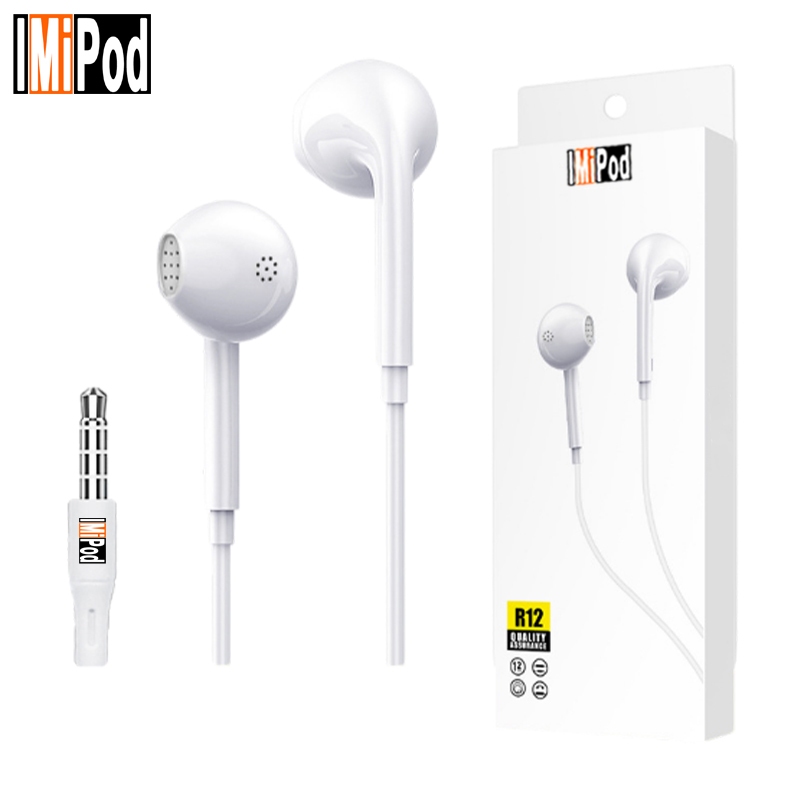 lMiPod R12 Kualitas Suara Jernih Desain Nyaman Jack 3.5mm Cocok