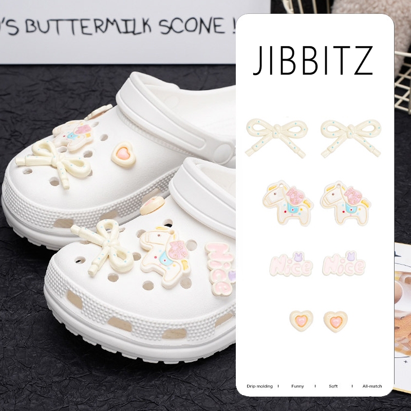 Hiasan kuda 3D yang dapat dilepas dan dekorasi keberuntungan untuk sepatu Crocs; gesper sepatu asli 
