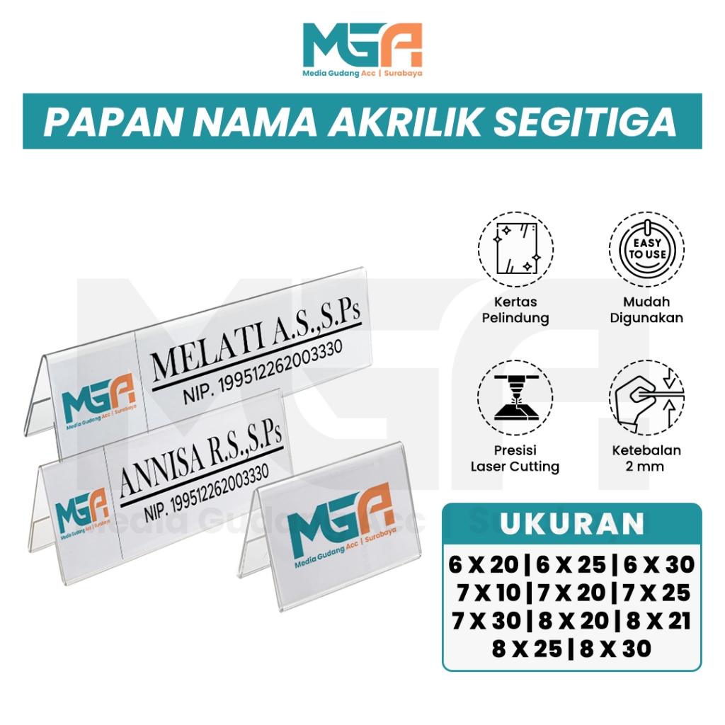 Papan Nama Akrilik Segitiga | Akrilik Kartu Nama | Akrilik Papan Nama Meja Panitia