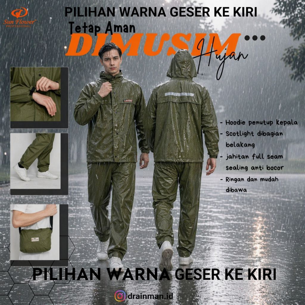 JAS HUJAN SUNFLOWER 100% ORIGINAL | JAS HUJAN SUN FLOWER RAINCOAT