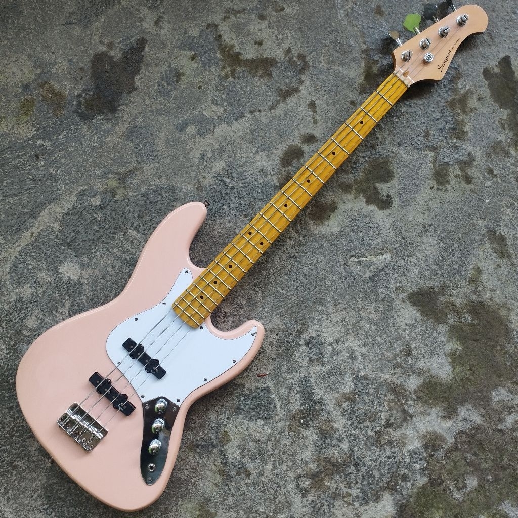 GITAR BASS ORIGINAL SCORPION SJ200 PINK SECOND MURAH