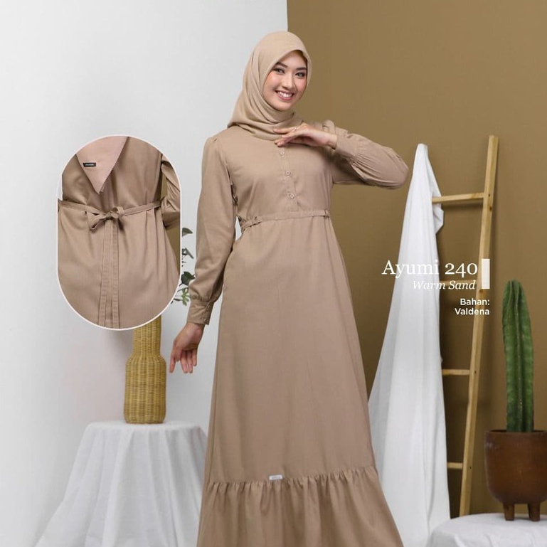 Gamis Motif Polos Ayumi 240 Warm Sand  [ETHICA MATARAM]