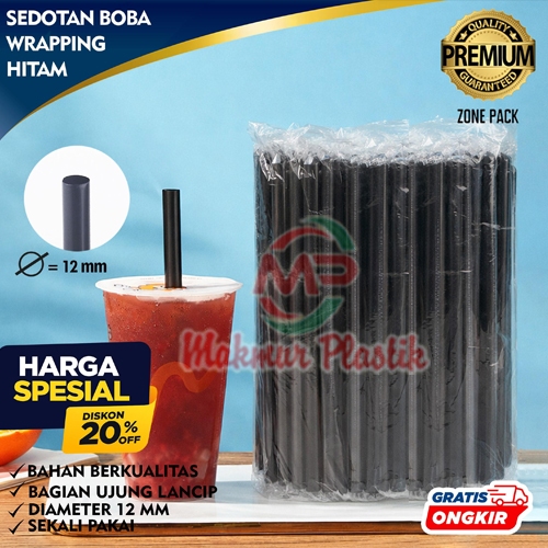 Sedotan Hitam, Warna, Merah Steril Plastik / Sedotan Kopi Hitam Runcing / Sedotan Lancip Boba