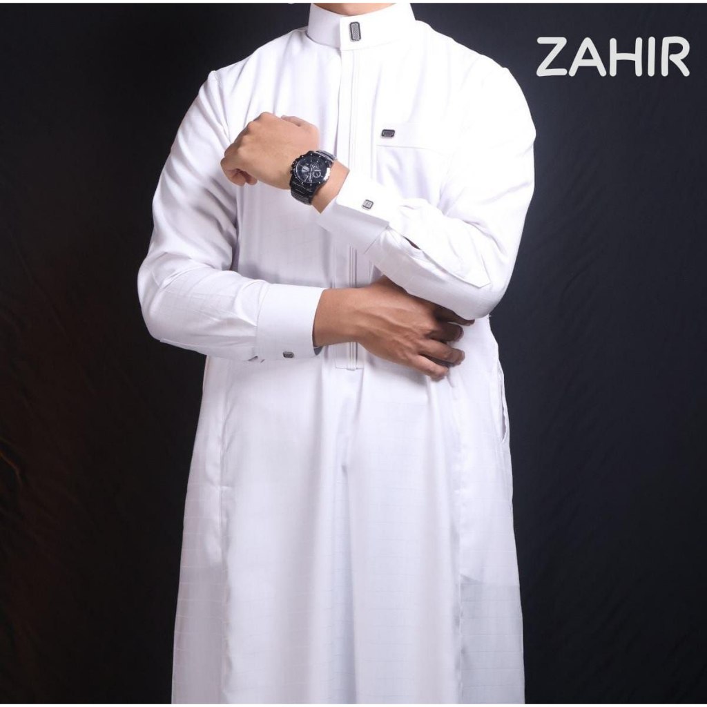 AL NOOR JUBAH GAMIS PREMIUM BAHAN KATUN MANSET KANCING KOTAK KHSUS PUTIH GAMIS PRIA
