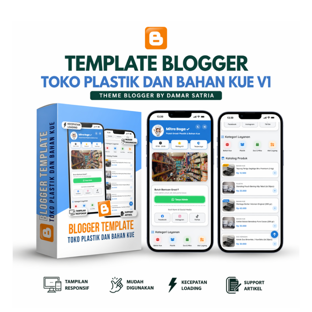 Template Blogger Toko Plastik dan Bahan Kue V1 | Mudah Digunakan Lengkap Dengan Panduan & Update