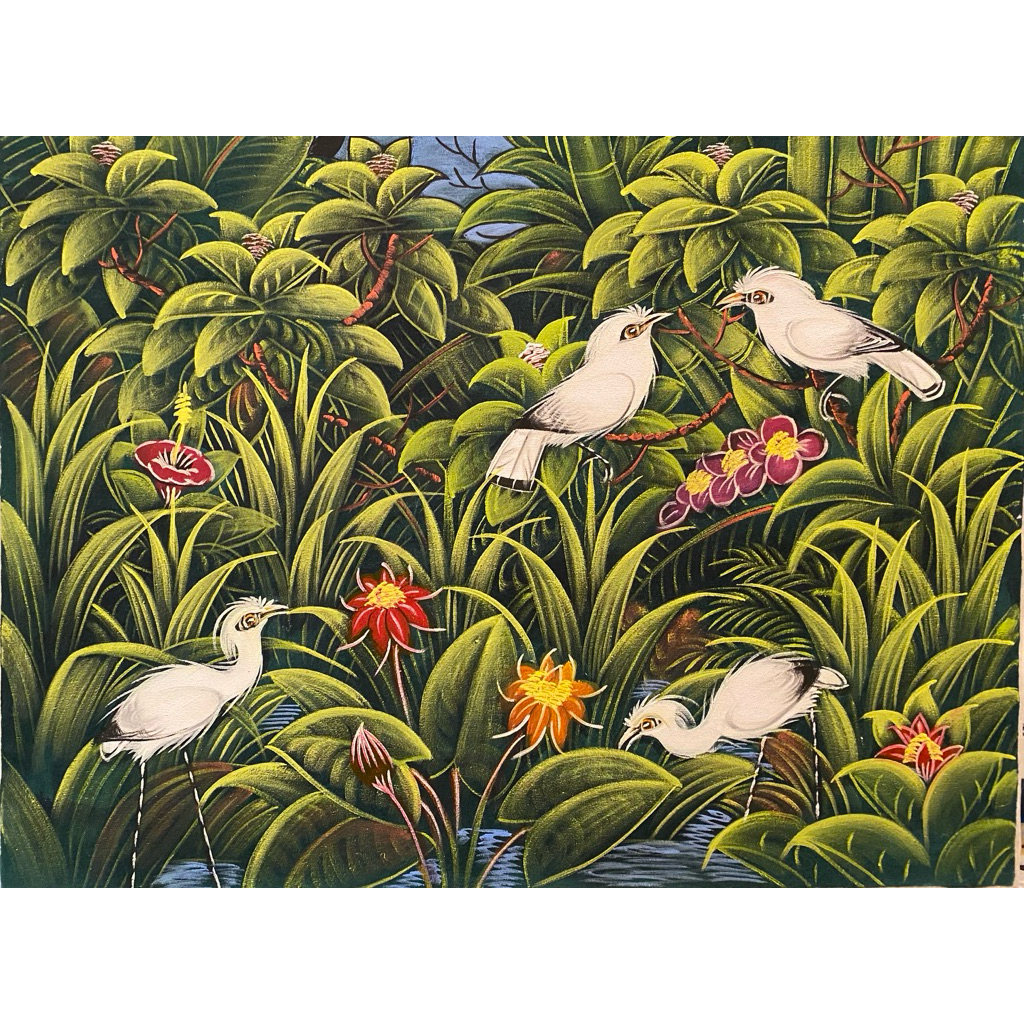 lukisan burung, lukisan Canvas, lukisan buatan tangan, hiasan dinding