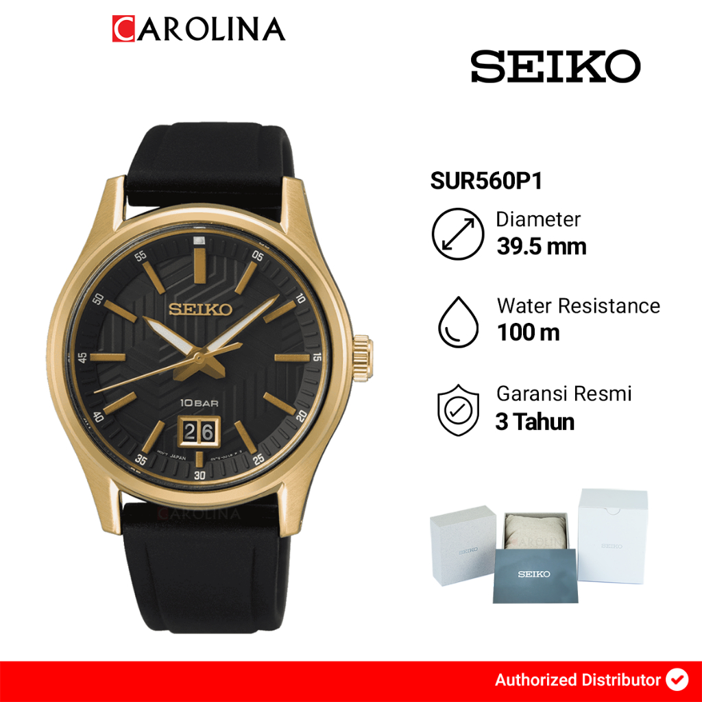 Jam Tangan Pria SEIKO SUR560P1 Sport Black Dial Black Silicone Strap