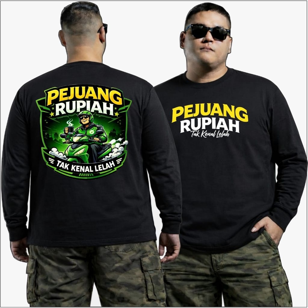 KAOS OJOL PEJUANG RUPIAH HITAM UNISEX LENGAN PENDEK DAN LENGAN PANJANG
