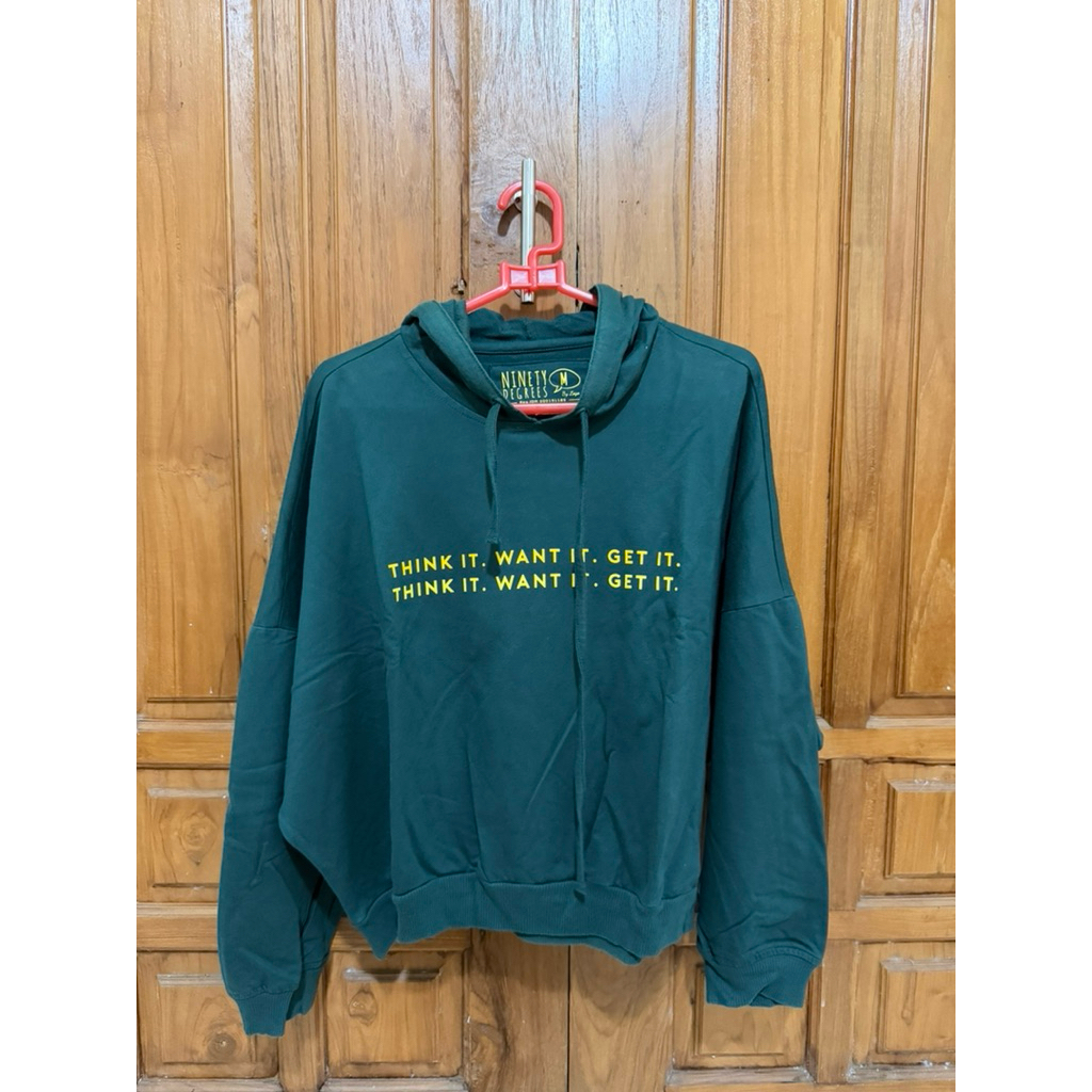 PL Hoodie Model Bathwing Ninety Degrees by Logo Dark Green Uk M