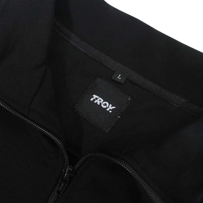Troy Company Sweater Crewneck Half Zipper Black Bold Italic - Half Zip Pria Hitam HZ 2535