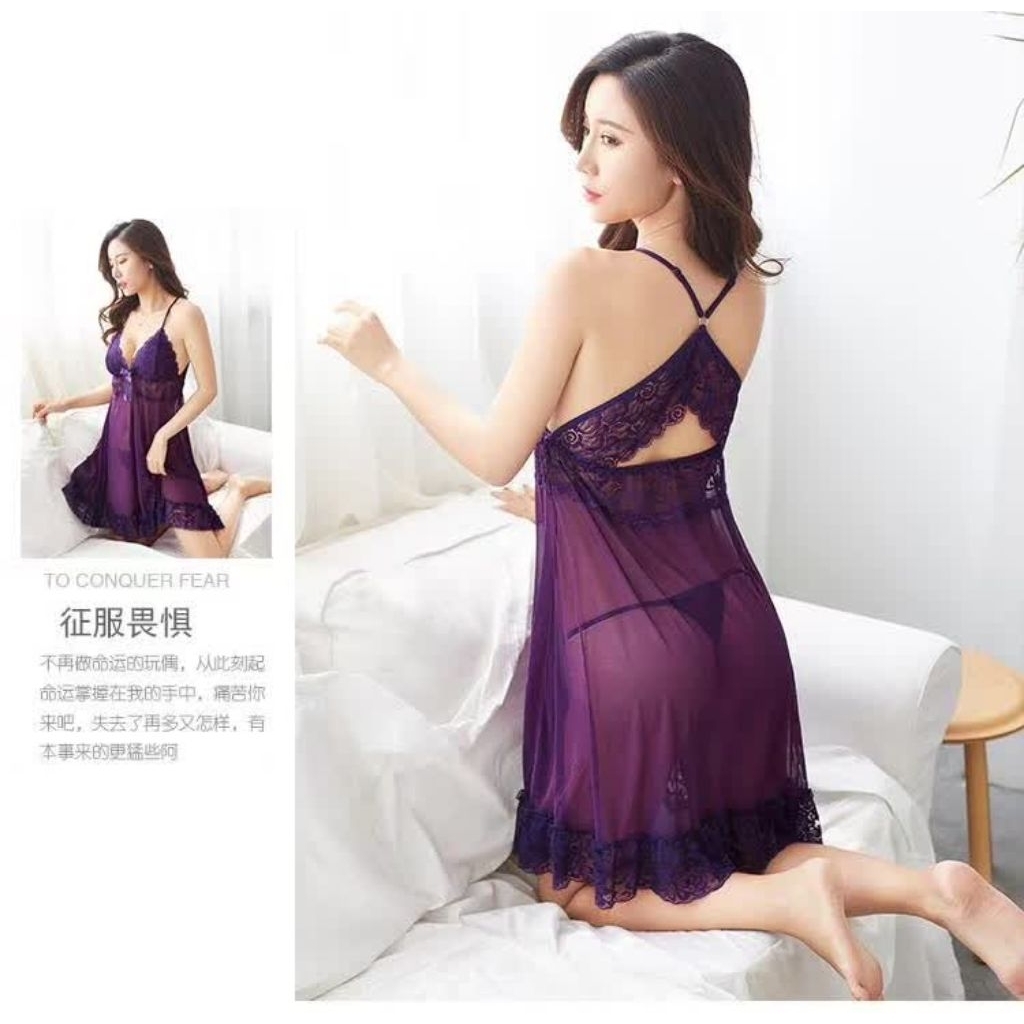 Baju tidur Wanita Dress + cd Jaring2 transparan stretch (1283)