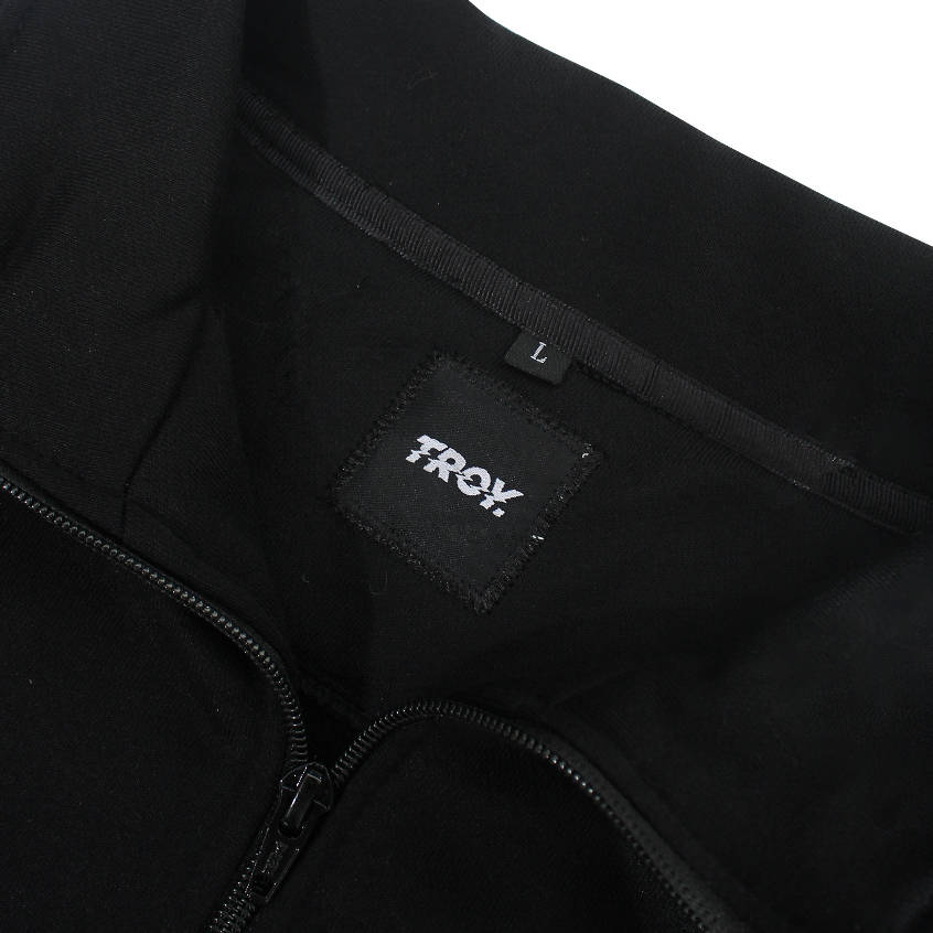 Troy Company Half Zip Collared Sweatshirt Letr - Half Zipper Hitam HZ 3294