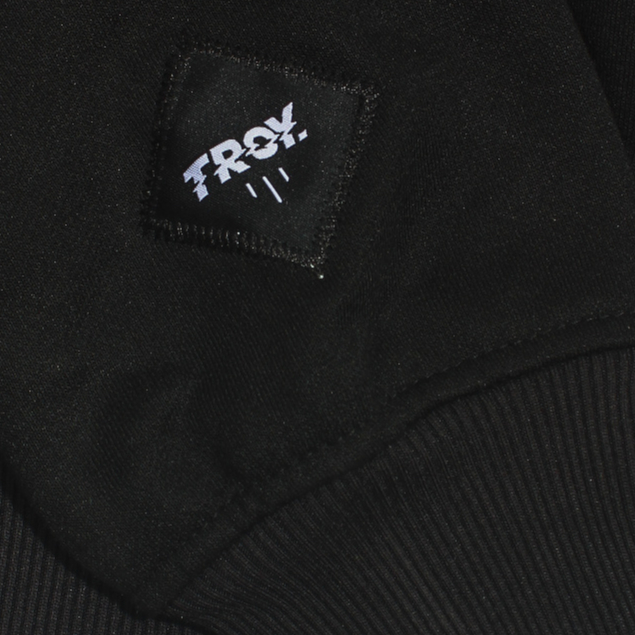 Troy Company Half Zip Collared Sweatshirt Letr - Half Zipper Hitam HZ 3294
