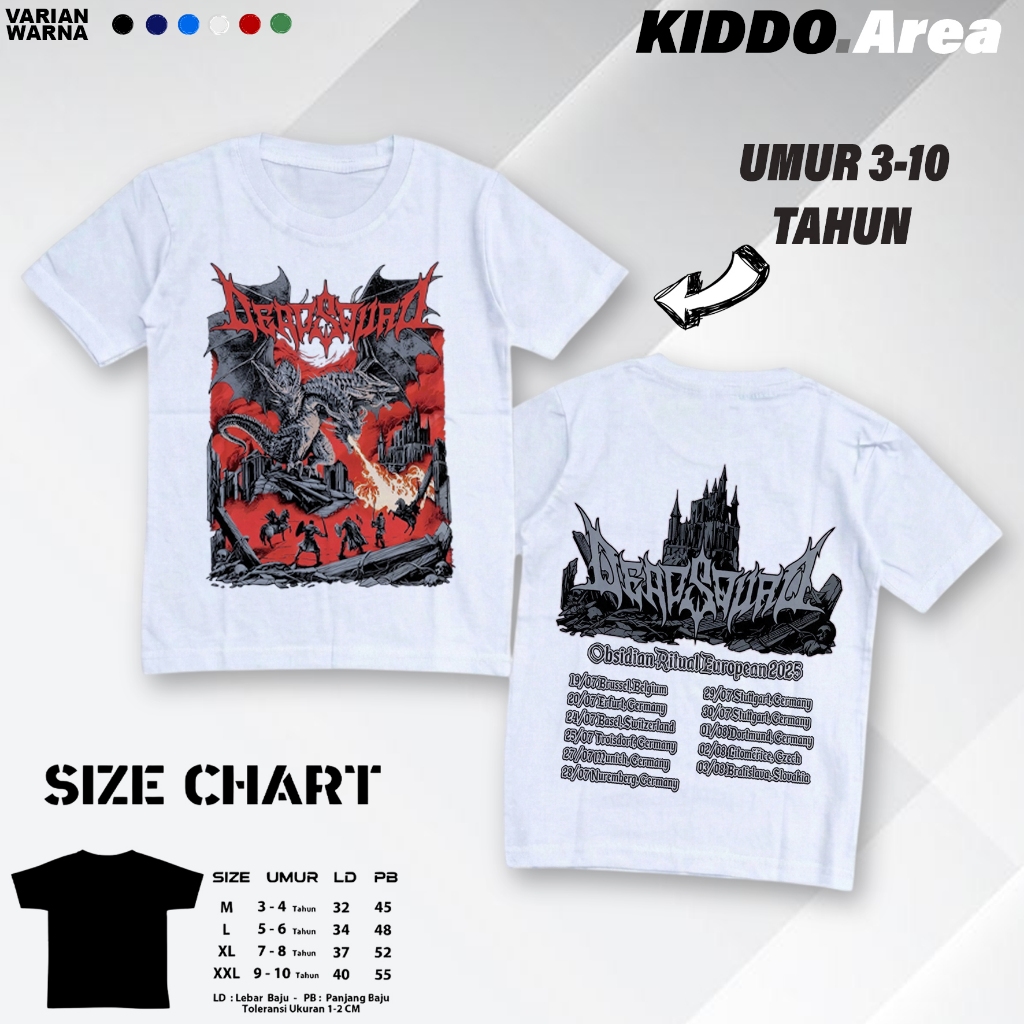 Baju  Anak Laki Laki Atasan Distro Motif (DEAD SQUAD NAGA) "Anak Cowok Keren Usia 1 - 12 Tahun