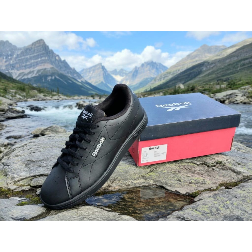 Sneakers reebok cowok sepatu reebok casual hitam polos reebok full black