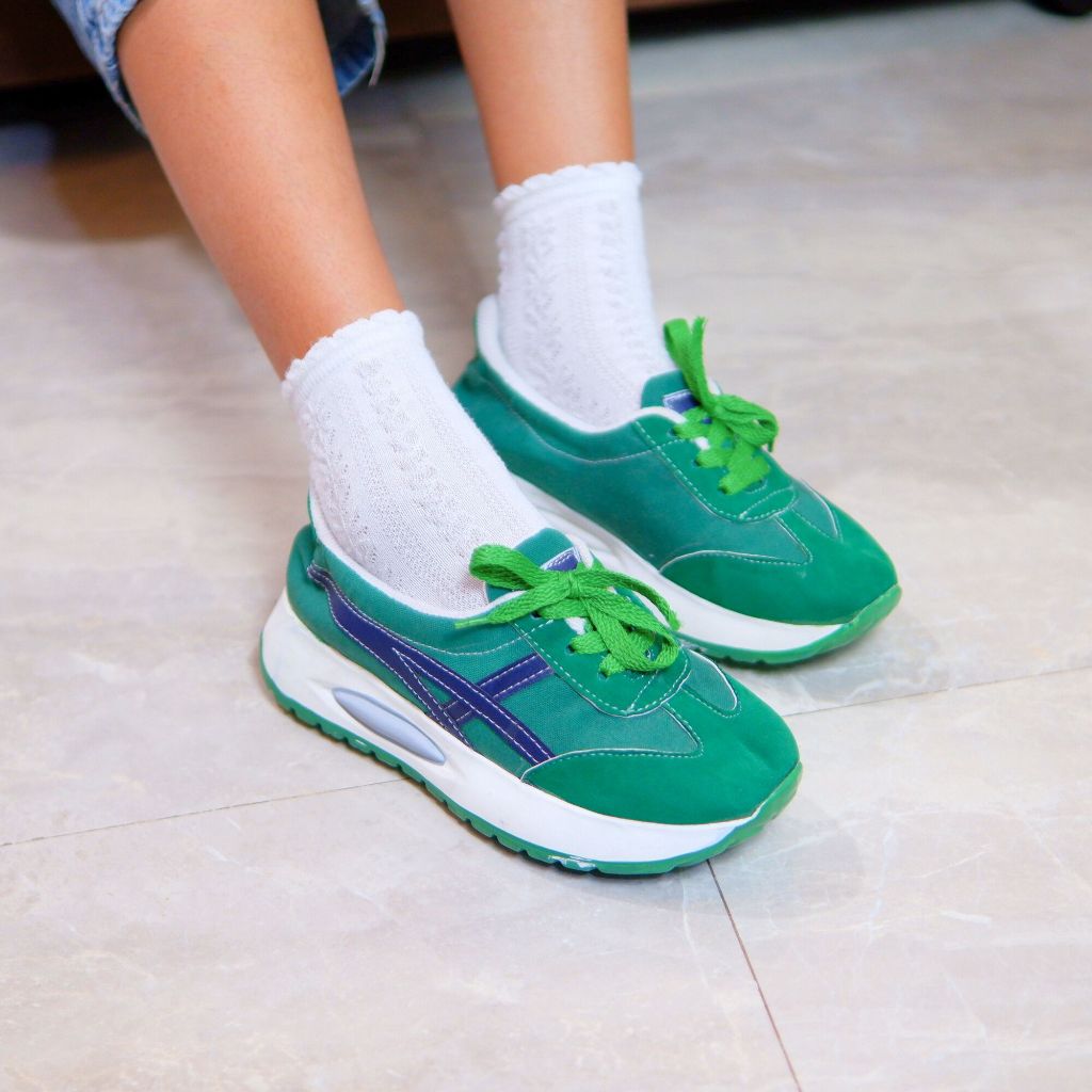 KATSU ID - Sepatu Sandal Sneakers Wanita Slip On Kets Model Temali Bahan Sintetis AS 208