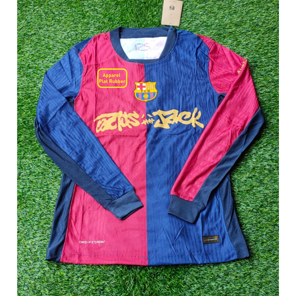 Player Issue Jersey Bola Barca Travis Scott  PI 2025 Long Sleeve New Player Version