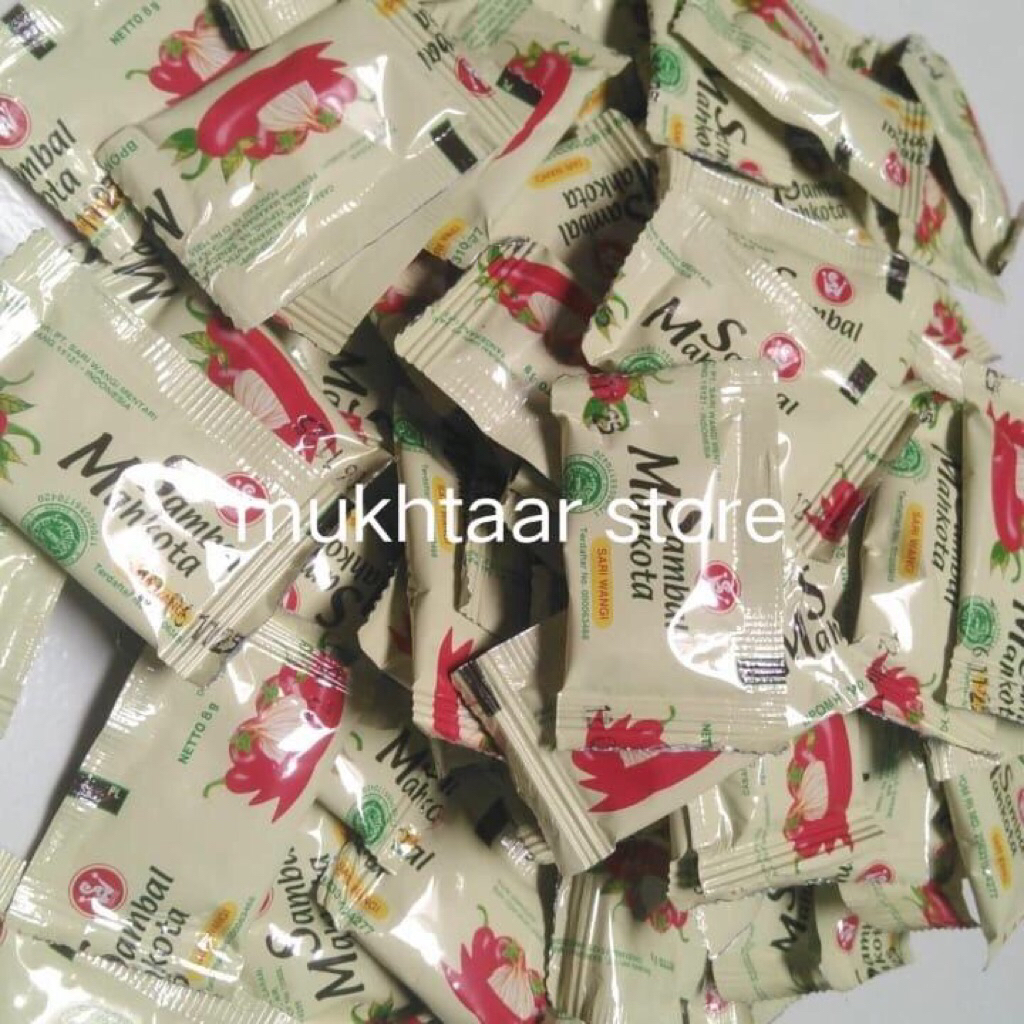 Saus Sambal Mahkota isi 100 Pcs - Saus Sambal Mahkota Kemasan Baru Kuning