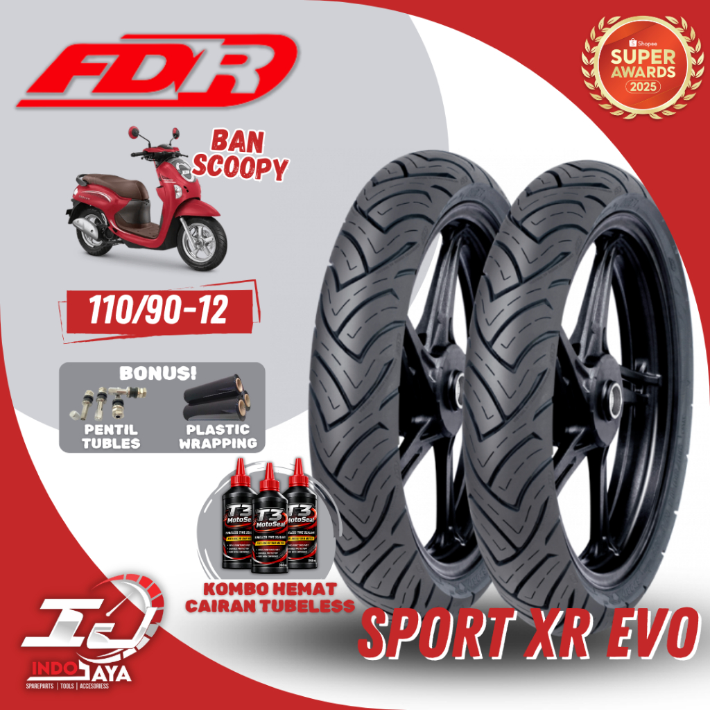 (READY COD) BAN LUAR FDR SPORT XR EVO ( 110/90-12 ) BAN SCOOPY / GENIO / VESPA TUBELESS / TUBLES