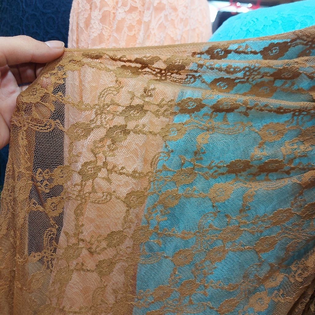 kain brokat premium  - kain brokat stretch  - kain brokat motif elegan ( Browns Gold ) 1E