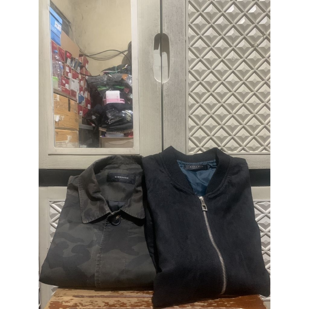 Original Overshirt Zara Jacket Bomber Giordano Zipper Suede Camo
