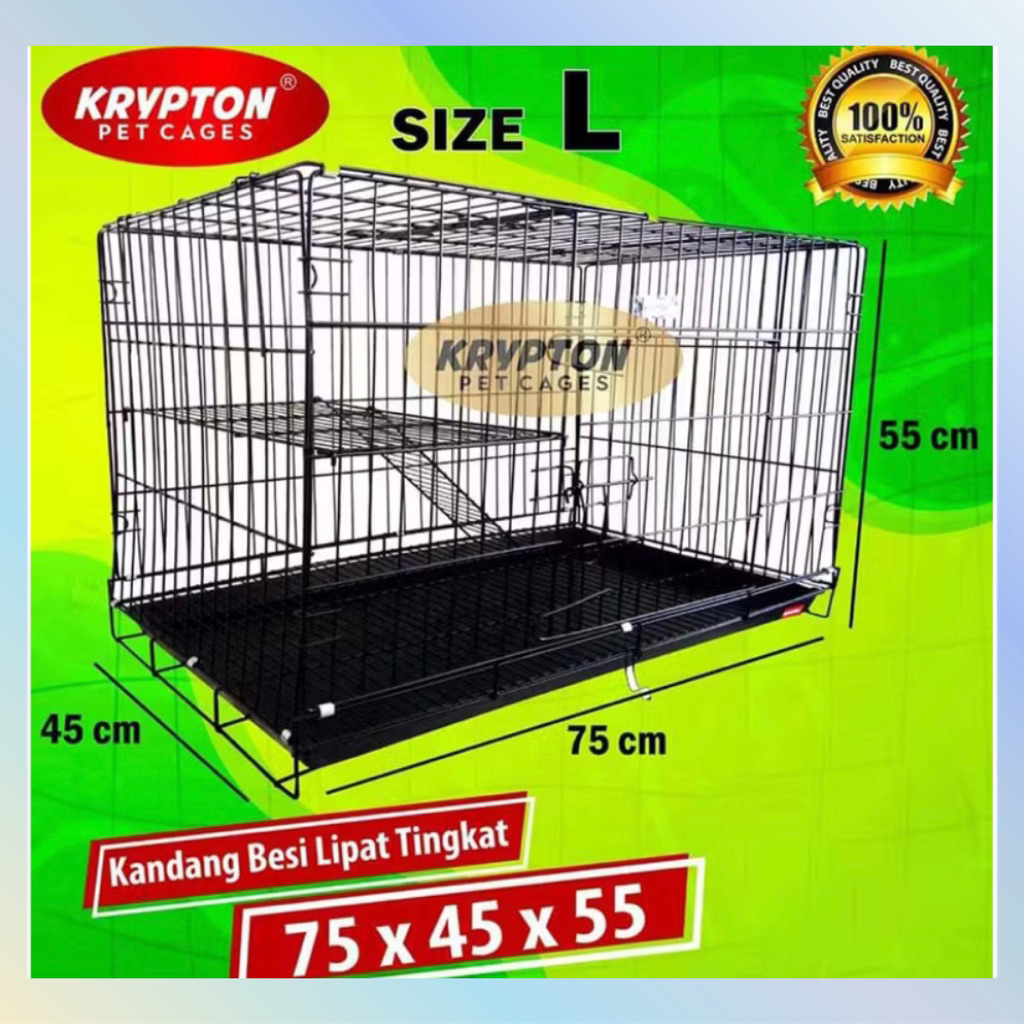 Kandang Kucing Tebal TINGKAT uk  75x45x55cm Merk KRYPTON TEBAL