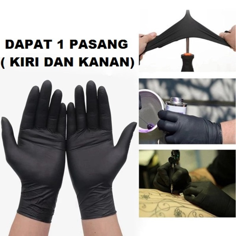 Sarung tangan karet Biru Hitam Putih Nitril Sarung Tangan Karet Lateks sepasang