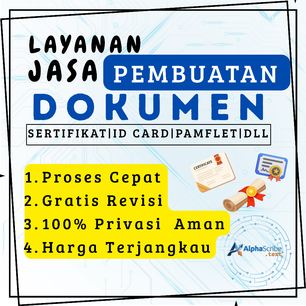 LAYANAN PEMBUATAN SERTIFIKAT | ID CARD | PAMFLET | DLL  | JASA DESAIN CUSTOM DOKUMEN
