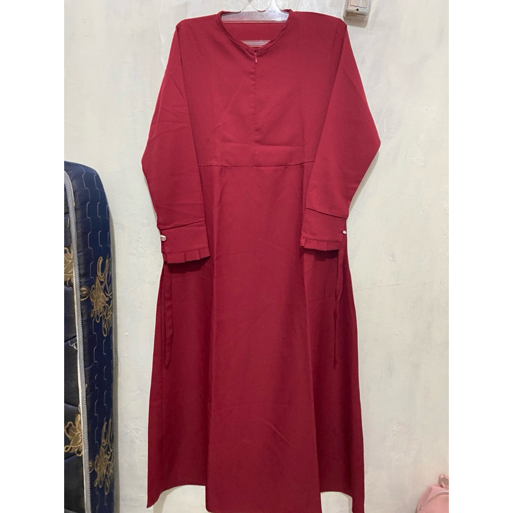 PRELOVED Gamis Wanita Polos Warna Merah Maroon Polos