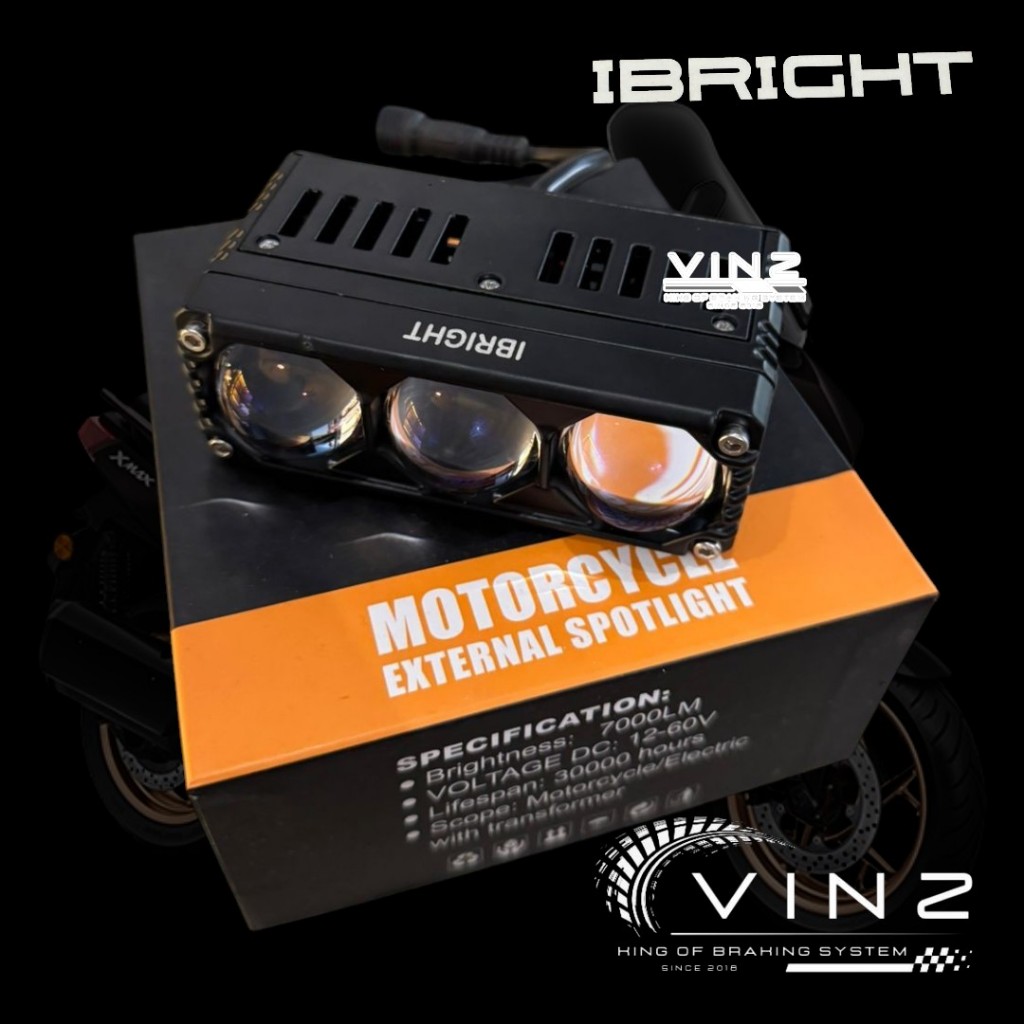 Lampu Tembak IBRIGHT LP8X 3 Mata Yamaha Xmax Forza Tmax // Lampu Tembak Motor Mobil IBRIGHT LP8X Ori