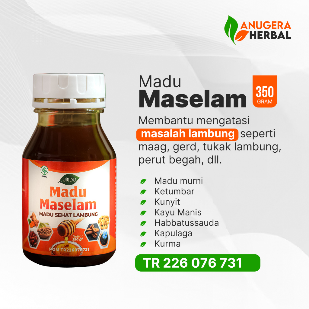 Madu Sehat Lambung Uridu - Madu Maselam, Mengatasi masalah lambung, maag, gerd, tukak lambung, dll