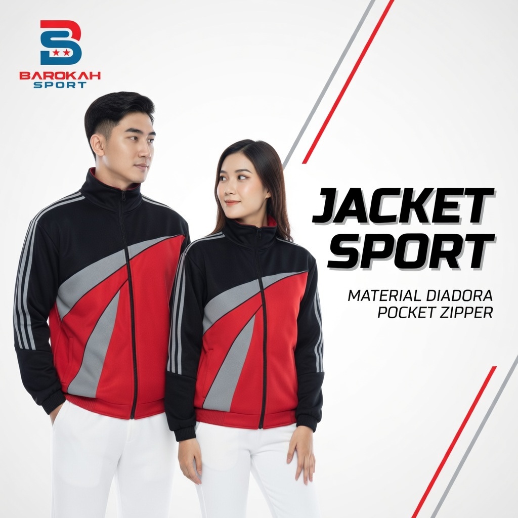 HM Barokah - Jaket Training  Pria Wanita Jaket Olahraga Laki-laki Perempuan jaket lari/bersepeda/sen