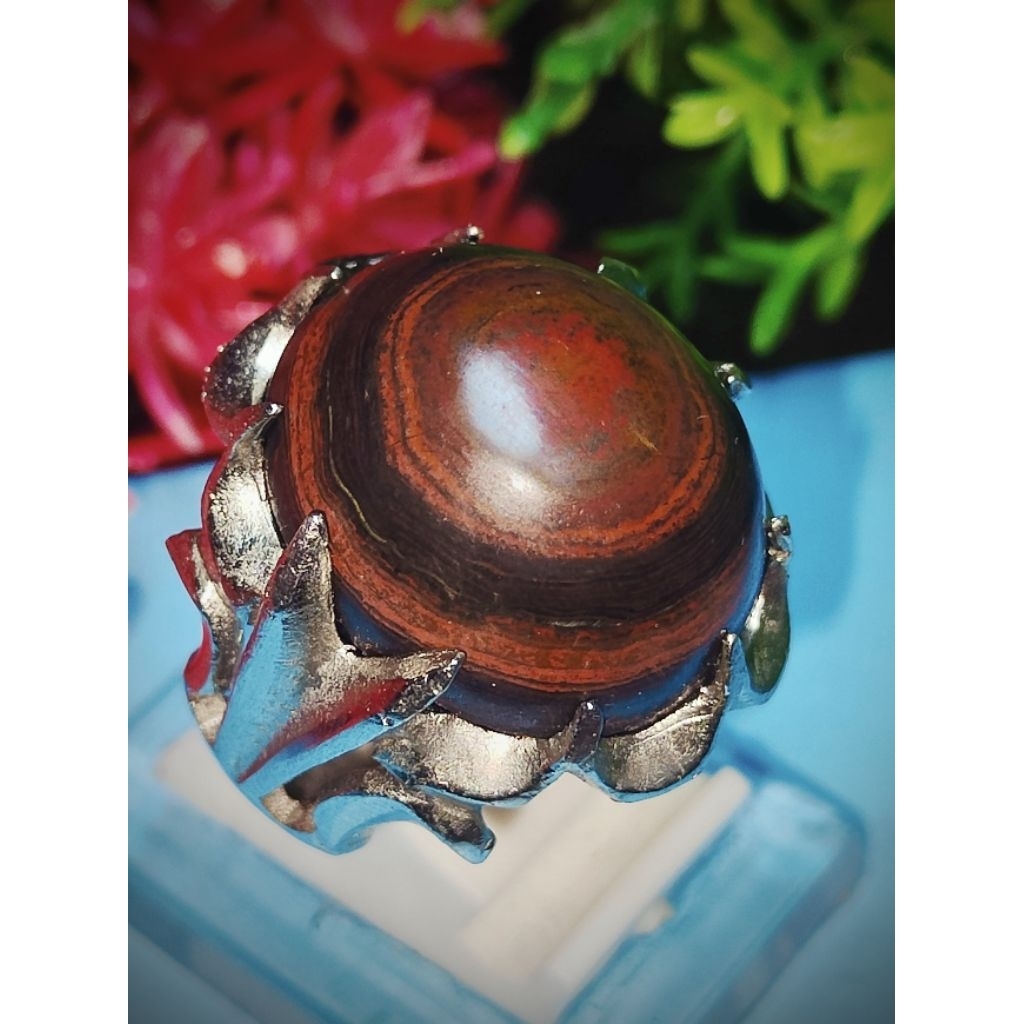 cincin batu akik puser bumi badar besi lengket magnet