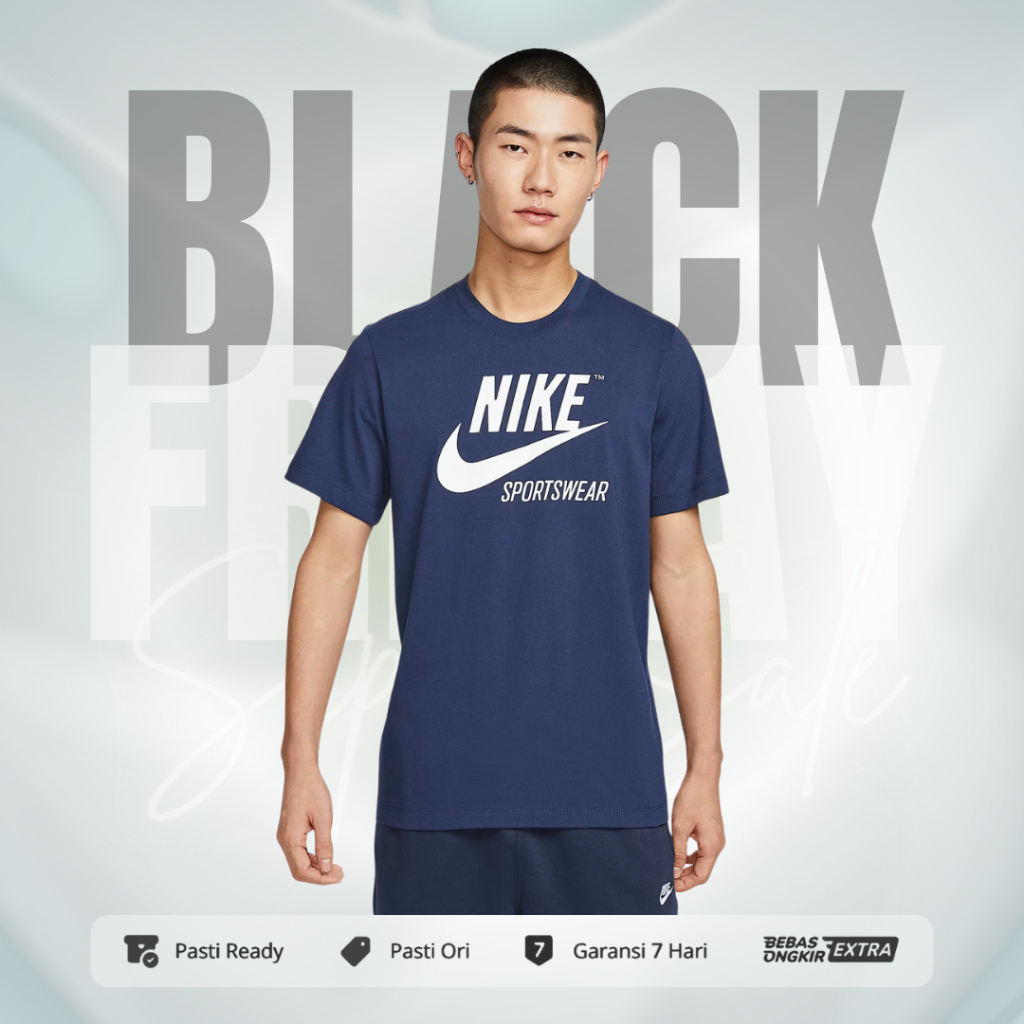 Kaos Nike Pria Crew Logo Nike Sportswear T-Shirt - Midnight Navy