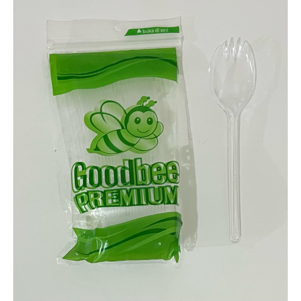 [25 pcs] Sendok Plastik 2 in 1 Bening / Sendok Garpu / Sendok Plastik / Garpu Plastik