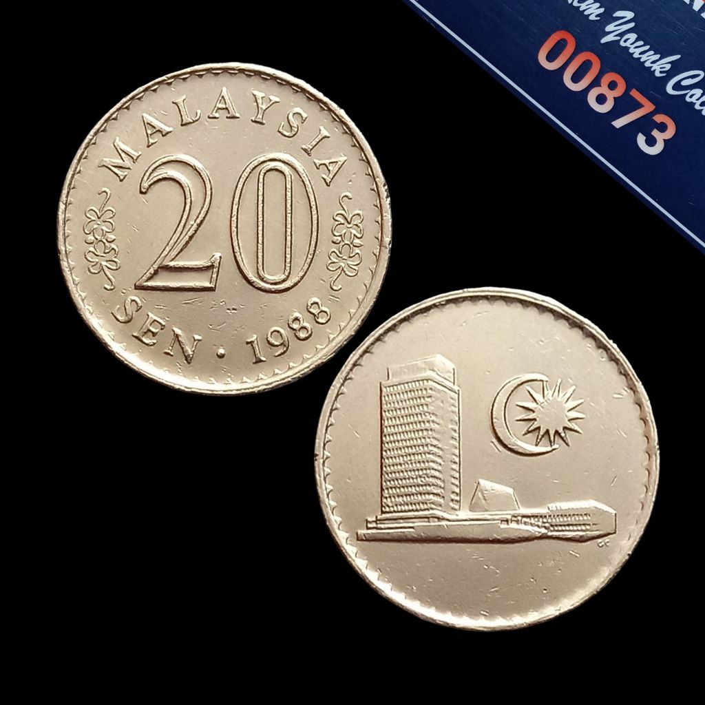 UKA088Coin 20 Sen (Malaysia) Seri Gedung Thn 1988 Detail Bagus Sesuai Difoto