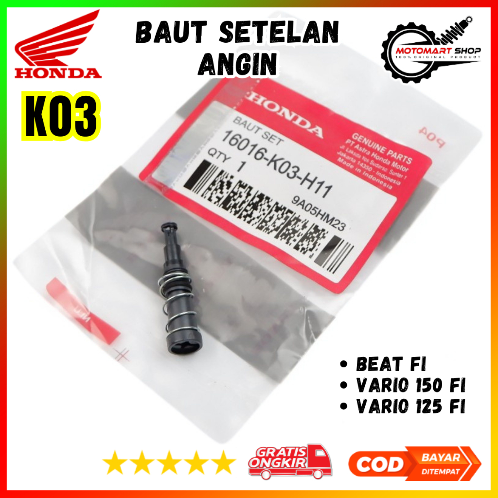 Baut Setelan Angin Beat FI / Baut Setelan Angin Set Honda Vario 150 & Vario 125 FI - 16016-K03-H11