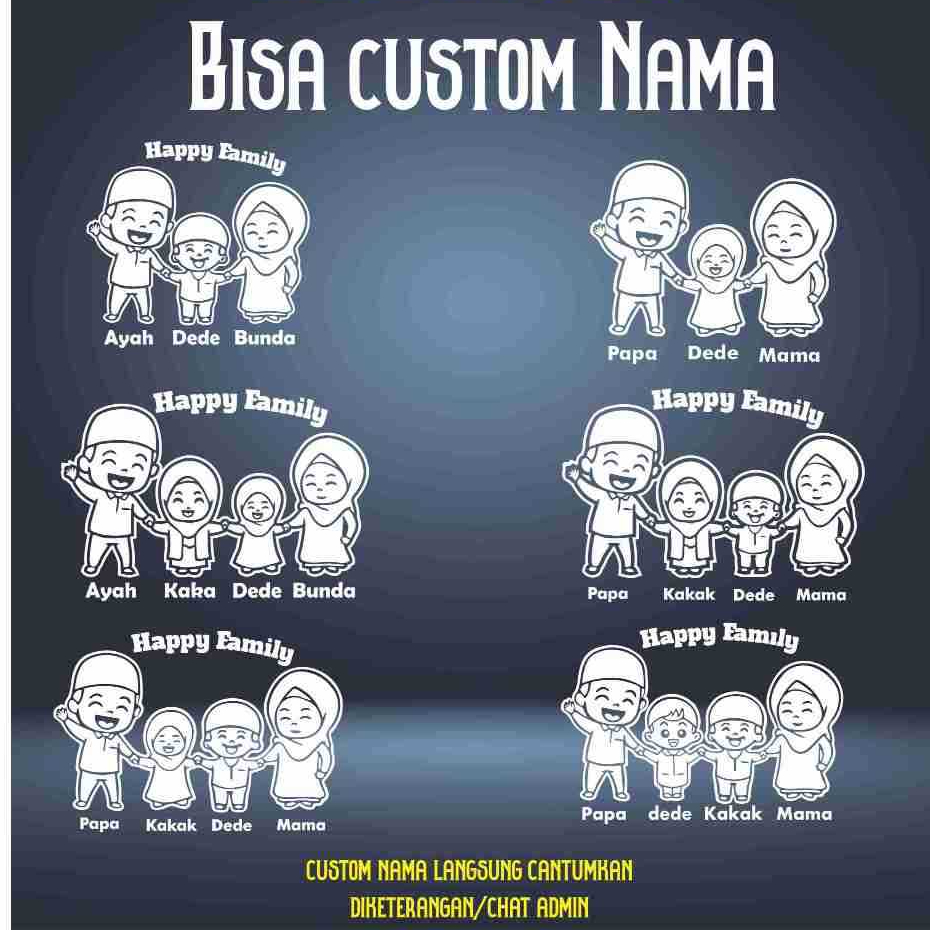 Sticker Mobil Custom Nama Keren Stiker Kaca Mobil Happy Family Muslim Family