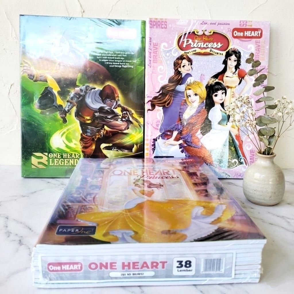 Tokoarida-1 Pack Buku Tulis ONE HEART 38 Lembar (10 BUKU) RANDOM