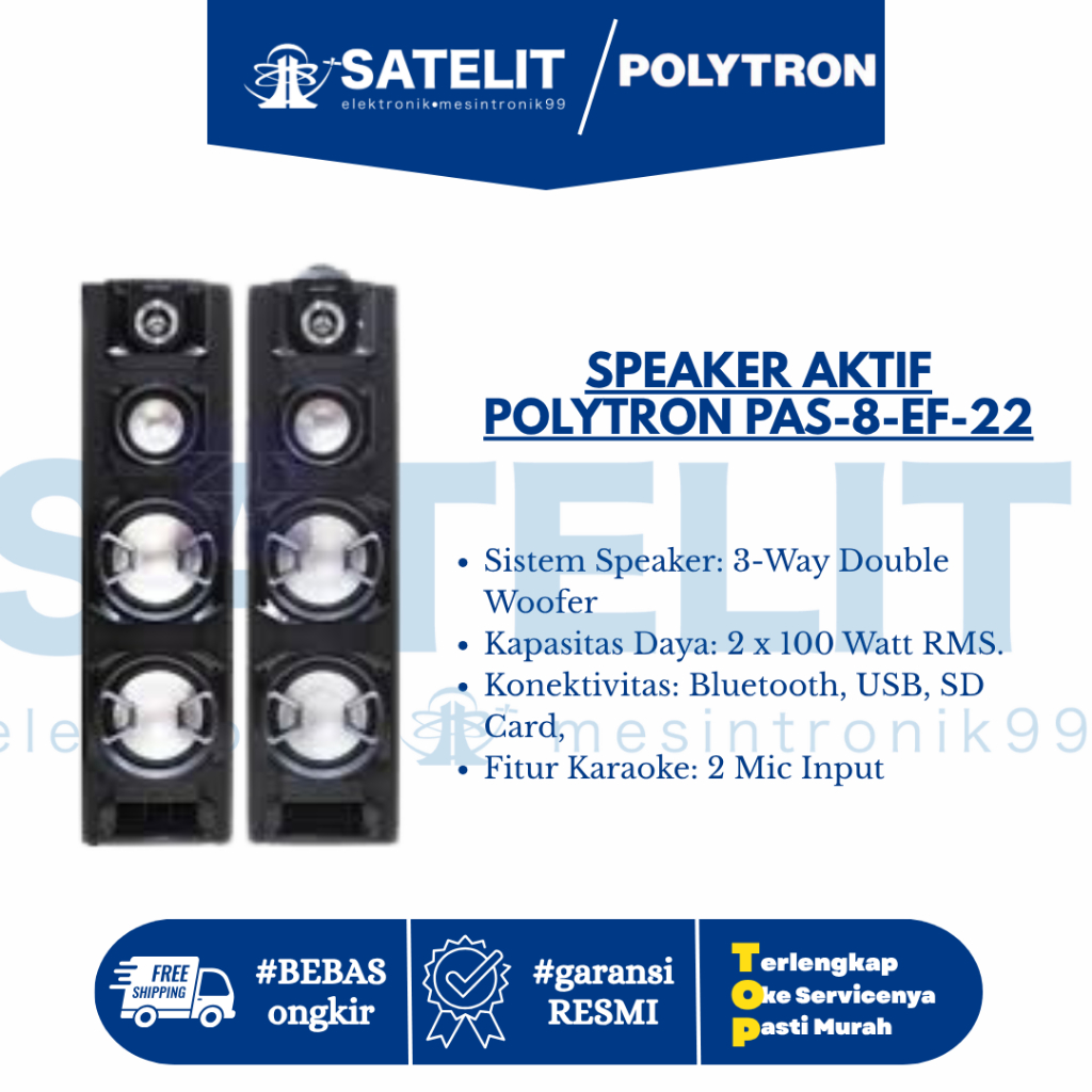 Polytron PAS-8-EF-22 Speaker Aktif Bluetooth XBR Woofer USB Movie - Garansi Resmi