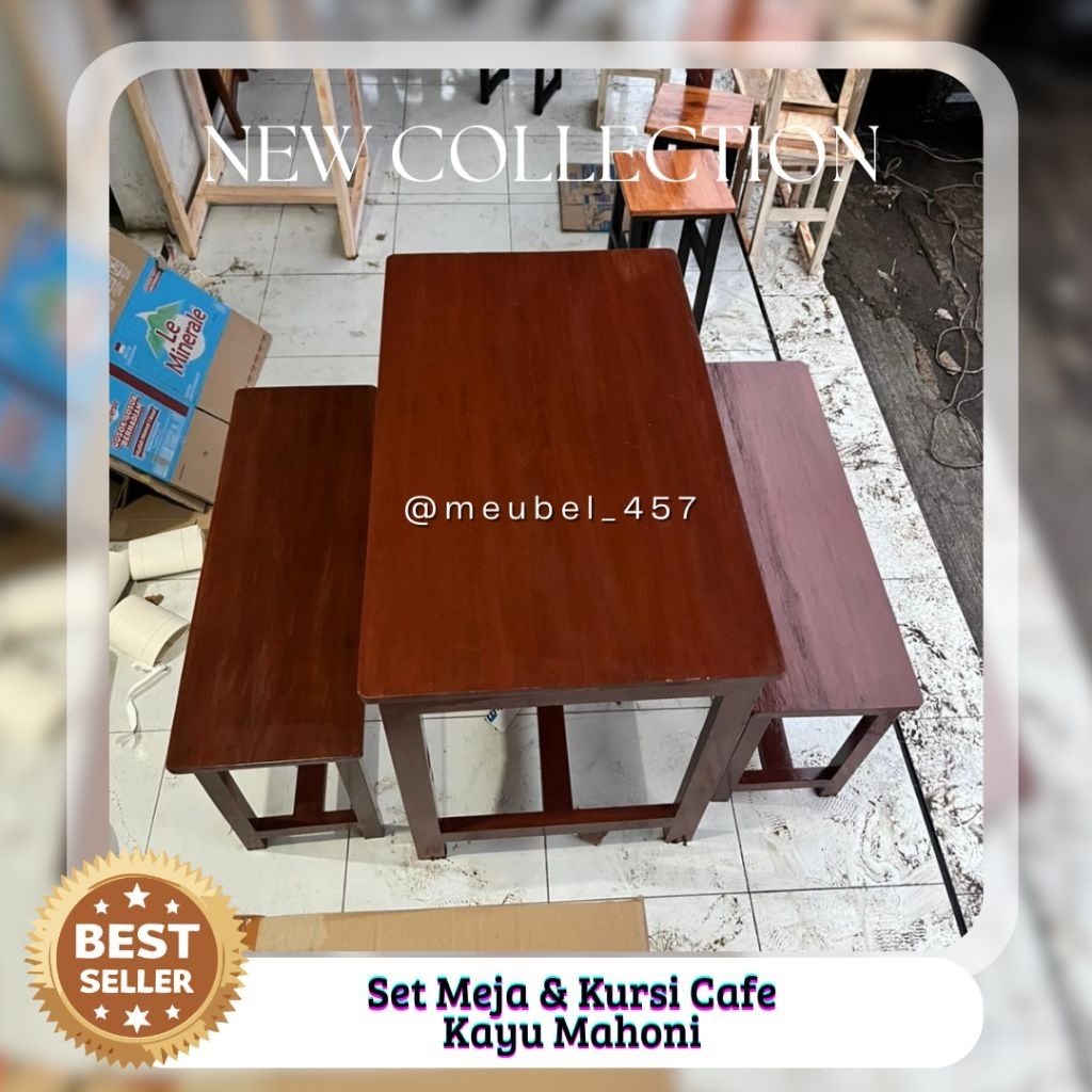 (BEST SELLER)set meja kursi cafe panjang 1 meja 2 kursi panjang