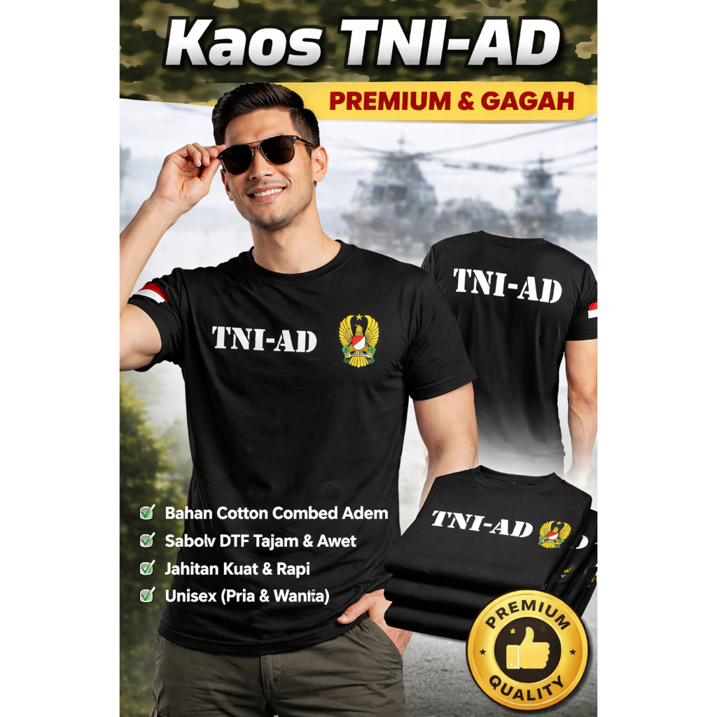 Kaos TNI AD Lengan Pendek | Baju Tentara Angkatan Darat Distro Keren & Nyaman